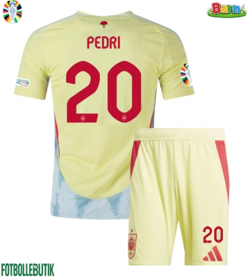 Spanien Pedri Gonzalez #20 Bortaställ Barn EM 2024 Kortärmad (+ Korta byxor)